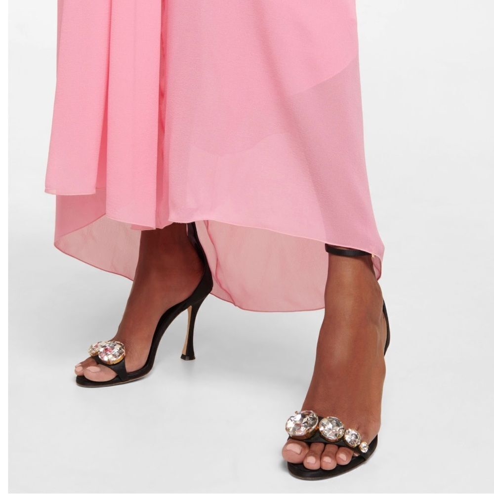 NEW GIAMBATTISTA VALLI Diamonds Clash Embellished Black Heel Sandal 5.5